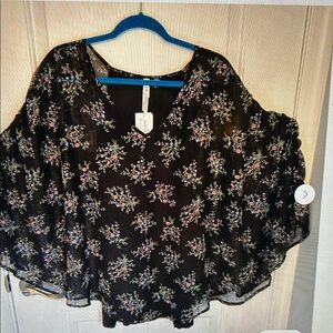 NY Collection Black Floral Blouse